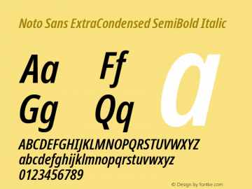 Noto Sans ExtraCondensed SemiBold Italic Version 2.008图片样张