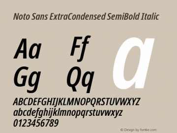 Noto Sans ExtraCondensed SemiBold Italic Version 2.008; ttfautohint (v1.8) -l 8 -r 50 -G 200 -x 14 -D latn -f none -a qsq -X 
