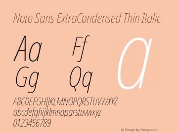 Noto Sans ExtraCondensed Thin Italic Version 2.008图片样张
