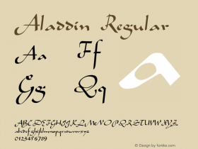 Aladdin Regular The IMSI MasterFonts Collection, tm 1995, 1996 IMSI (International Microcomputer Software Inc.) Font Sample