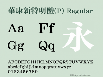 華康新特明體(P) Regular Version 2.00 Font Sample
