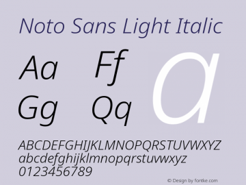 Noto Sans Light Italic Version 2.008图片样张