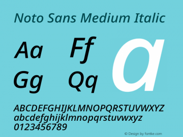 Noto Sans Medium Italic Version 2.008图片样张