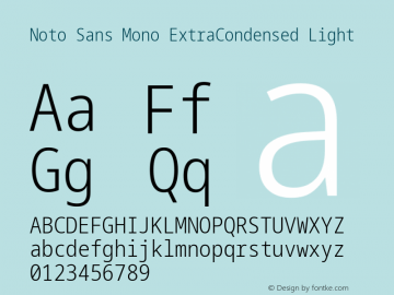 Noto Sans Mono ExtraCondensed Light Version 2.007; ttfautohint (v1.8) -l 8 -r 50 -G 200 -x 14 -D latn -f none -a qsq -X 