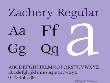 Zachery Regular 006.000 Font Sample