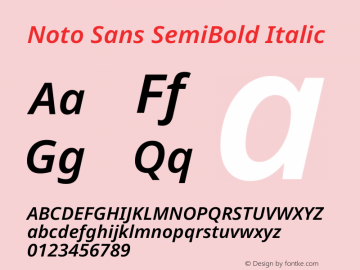Noto Sans SemiBold Italic Version 2.008图片样张
