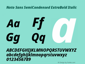 Noto Sans SemiCondensed ExtraBold Italic Version 2.008图片样张