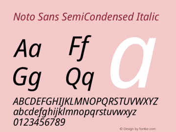 Noto Sans SemiCondensed Italic Version 2.008图片样张