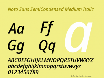 Noto Sans SemiCondensed Medium Italic Version 2.008图片样张