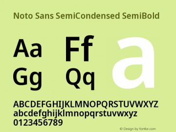 Noto Sans SemiCondensed SemiBold Version 2.008图片样张