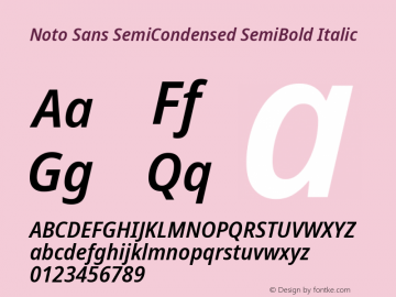 Noto Sans SemiCondensed SemiBold Italic Version 2.008; ttfautohint (v1.8) -l 8 -r 50 -G 200 -x 14 -D latn -f none -a qsq -X 