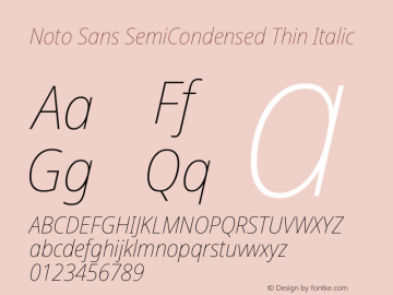 Noto Sans SemiCondensed Thin Italic Version 2.008图片样张