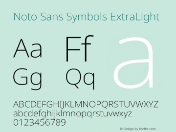 Noto Sans Symbols ExtraLight Version 2.001图片样张