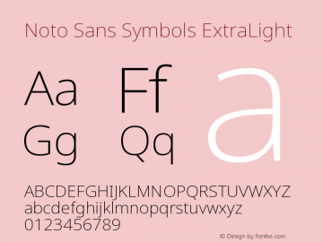 Noto Sans Symbols ExtraLight Version 2.001图片样张