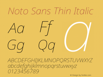 Noto Sans Thin Italic Version 2.008图片样张