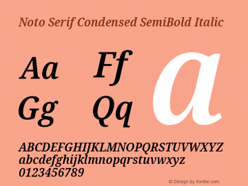 Noto Serif Condensed SemiBold Italic Version 2.007图片样张