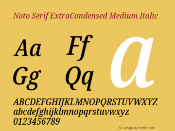 Noto Serif ExtraCondensed Medium Italic Version 2.007; ttfautohint (v1.8) -l 8 -r 50 -G 200 -x 14 -D latn -f none -a qsq -X 