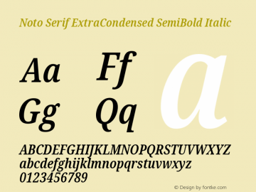 Noto Serif ExtraCondensed SemiBold Italic Version 2.007; ttfautohint (v1.8) -l 8 -r 50 -G 200 -x 14 -D latn -f none -a qsq -X 