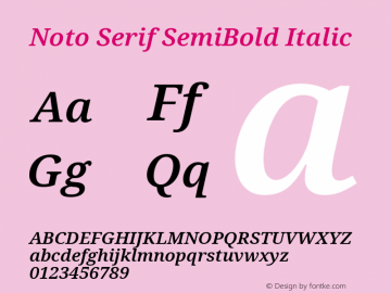 Noto Serif SemiBold Italic Version 2.007图片样张