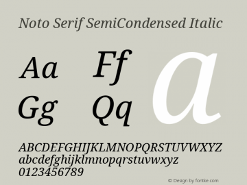 Noto Serif SemiCondensed Italic Version 2.007; ttfautohint (v1.8) -l 8 -r 50 -G 200 -x 14 -D latn -f none -a qsq -X 