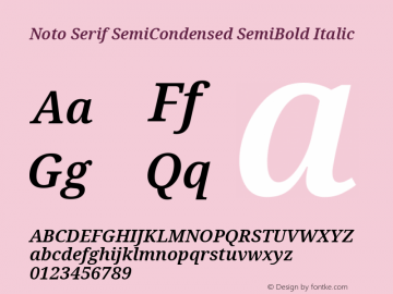 Noto Serif SemiCondensed SemiBold Italic Version 2.007; ttfautohint (v1.8) -l 8 -r 50 -G 200 -x 14 -D latn -f none -a qsq -X 