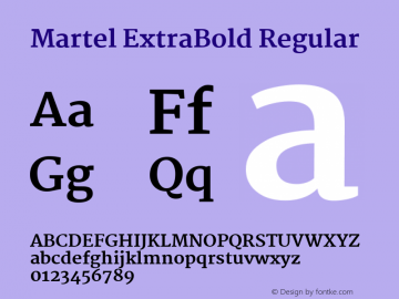 Martel ExtraBold Version 1.001; ttfautohint (v1.1) -l 5 -r 5 -G 72 -x 0 -D latn -f none -w gGD -W -c图片样张