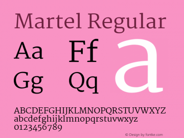 Martel Version 1.001; ttfautohint (v1.1) -l 5 -r 5 -G 72 -x 0 -D latn -f none -w gGD -W -c图片样张