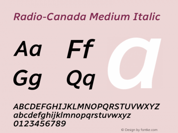 Radio-Canada Medium Italic Version 2.000图片样张