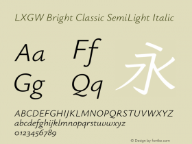 LXGW Bright Classic SemiLight Italic Version 0.917图片样张