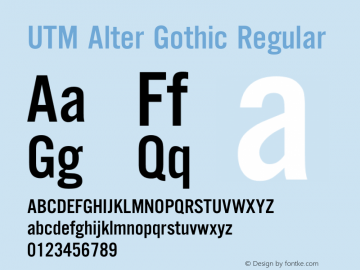 UTM Alter Gothic Bộ Font chữ Việt sử dụng bảng mã Unicode图片样张