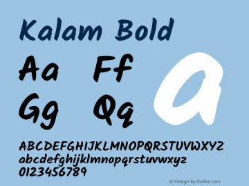 Kalam Bold Version 2.001;PS 1.0;hotconv 1.0.79;makeotf.lib2.5.61930; ttfautohint (v1.3)图片样张