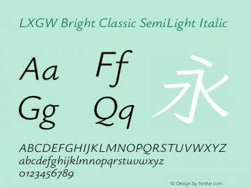 LXGW Bright Classic SemiLight Italic Version 0.920图片样张