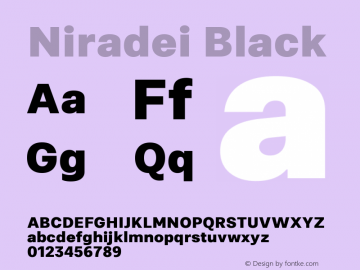 Niradei Black Version 1.000. Licensed from ilovetypography.com ILT-220630-03c48fa图片样张
