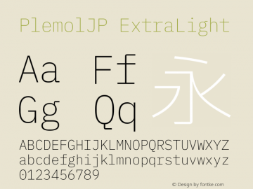 PlemolJP ExtraLight Version 1.2.5 ; ttfautohint (v1.8.4.7-5d5b) -l 6 -r 45 -G 200 -x 14 -D latn -f none -m 