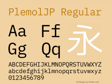 PlemolJP Regular Version 1.2.5 ; ttfautohint (v1.8.4.7-5d5b) -l 6 -r 45 -G 200 -x 14 -D latn -f none -m 