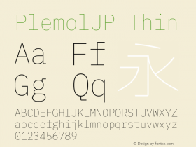 PlemolJP Thin Version 1.2.5 ; ttfautohint (v1.8.4.7-5d5b) -l 6 -r 45 -G 200 -x 14 -D latn -f none -m 