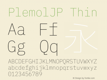 PlemolJP Thin Version 1.2.5 ; ttfautohint (v1.8.4.7-5d5b) -l 6 -r 45 -G 200 -x 14 -D latn -f none -m 