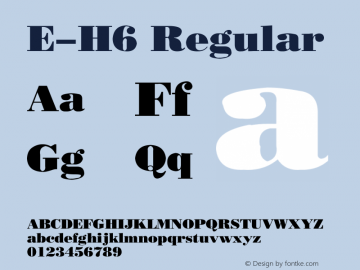 E-H6 Regular 1995;1.00 Font Sample
