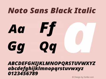 Noto Sans Black Italic Version 2.007图片样张