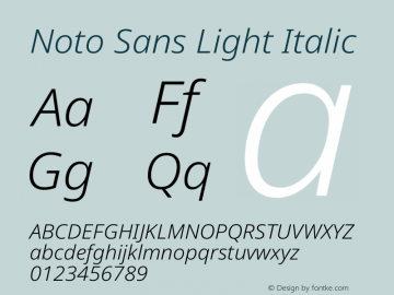 Noto Sans Light Italic Version 2.007图片样张