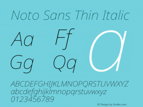 Noto Sans Thin Italic Version 2.007图片样张