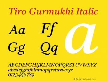 Tiro Gurmukhi Italic Version 1.52图片样张