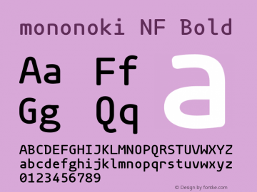 mononoki Bold Nerd Font Complete Mono Windows Compatible Version 1.001;Nerd Fonts 2.1.0图片样张