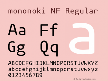 mononoki-Regular Nerd Font Complete Windows Compatible Version 1.001;Nerd Fonts 2.1.0图片样张