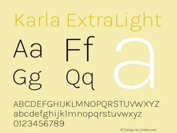 Karla ExtraLight Version 2.002图片样张