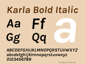 Karla Bold Italic Version 2.002图片样张