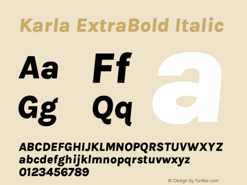 Karla ExtraBold Italic Version 2.002图片样张
