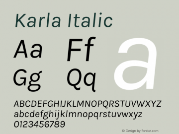 Karla Italic Version 2.002图片样张