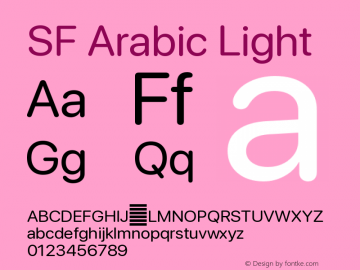SF Arabic Light Version 2.000;October 25, 2021;FontCreator 14.0.0.2814 64-bit图片样张