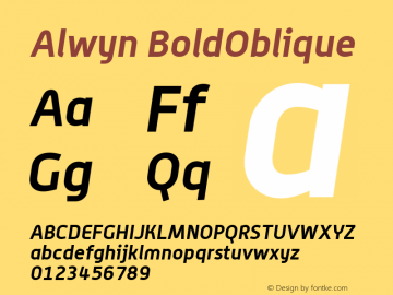 Alwyn BoldOblique Macromedia Fontographer 4.1.5 19/5/05 Font Sample